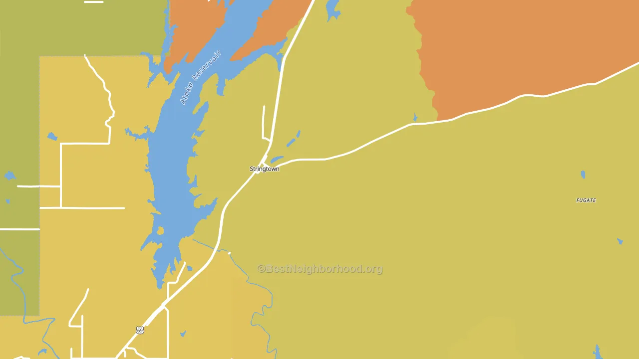 Stringtown, OK block-group voter-turnout map
