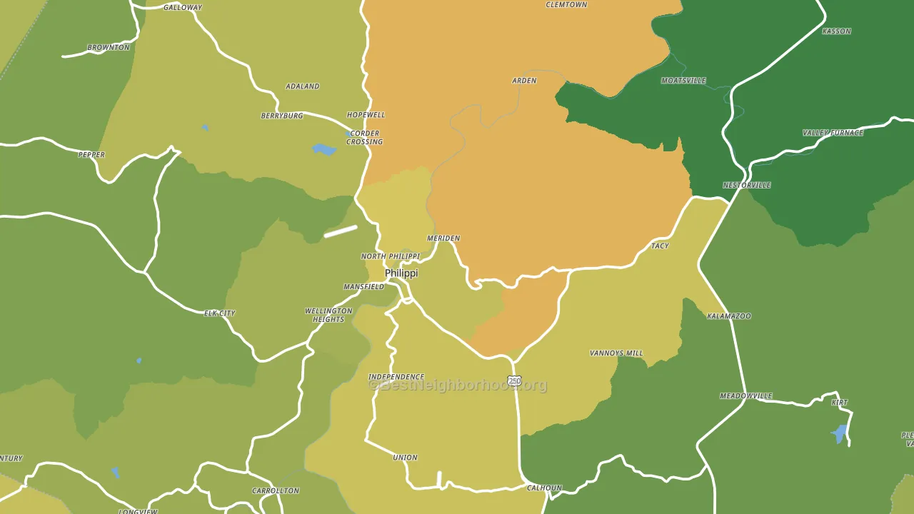 Stringtown, WV block-group voter-turnout map
