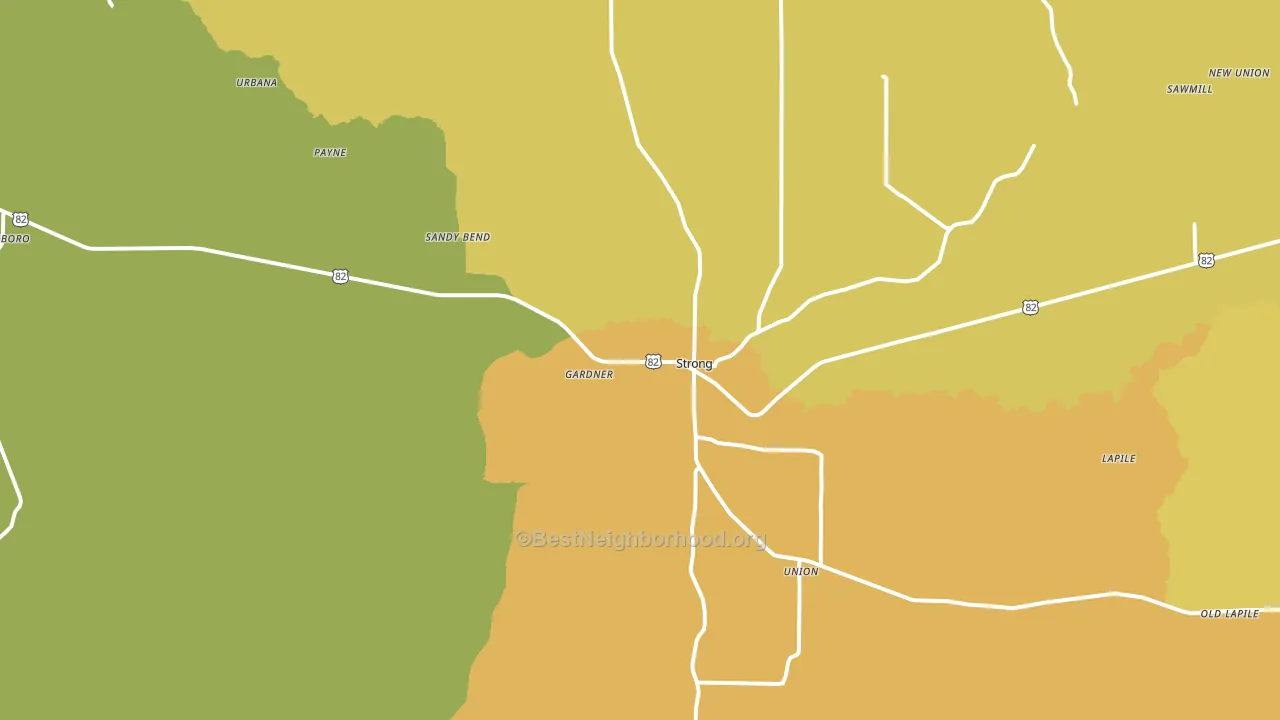 Strong, AR block-group voter-turnout map