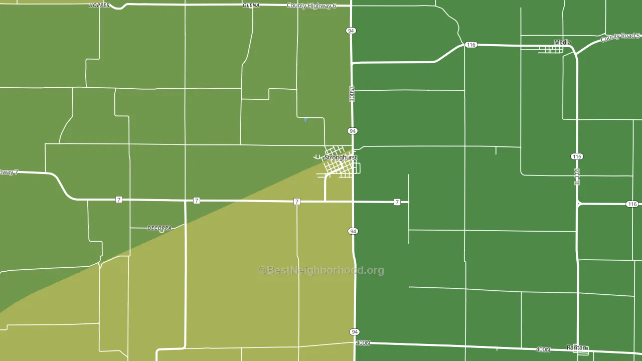 Stronghurst, IL block-group voter-turnout map