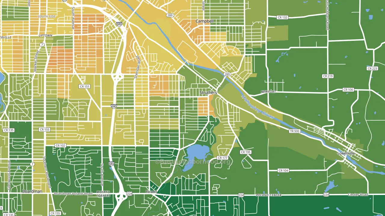 Struthers, OH block-group voter-turnout map