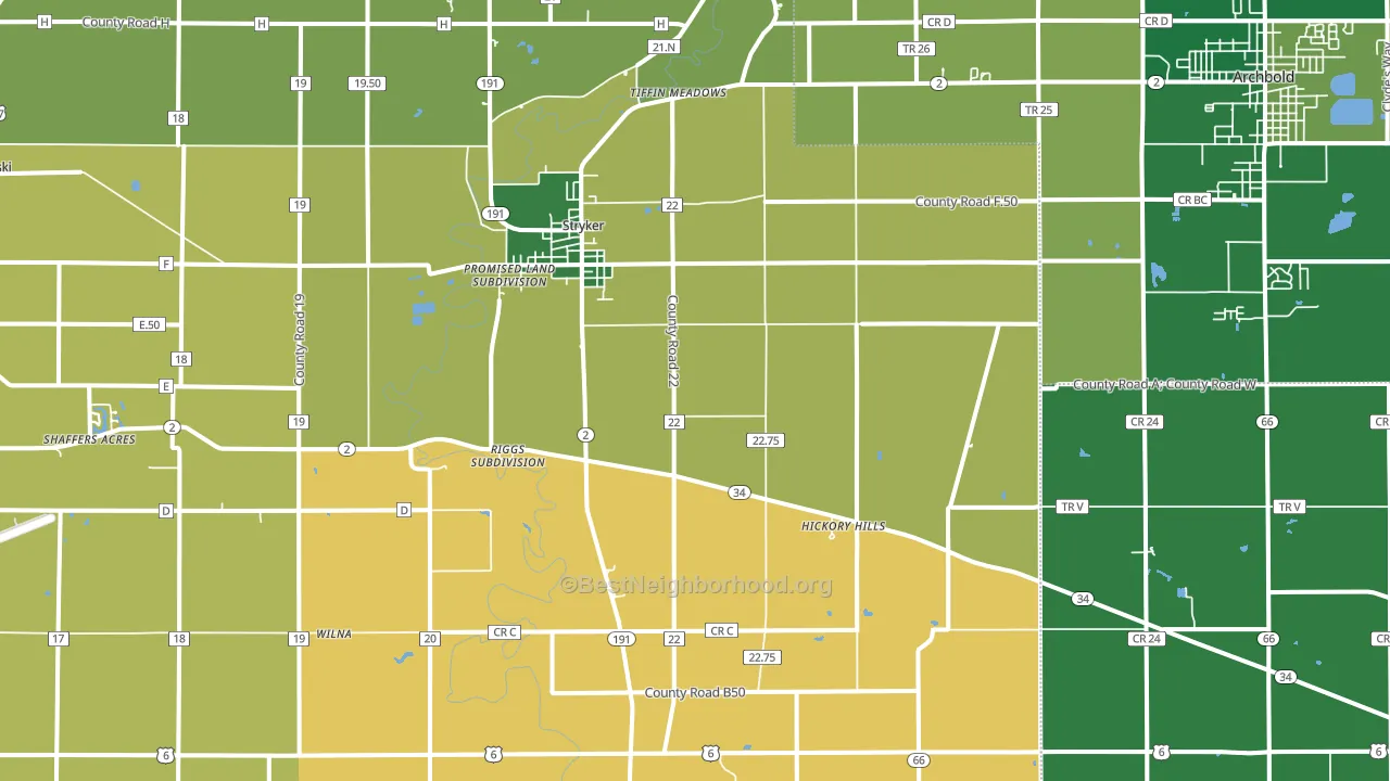 Stryker, OH block-group voter-turnout map