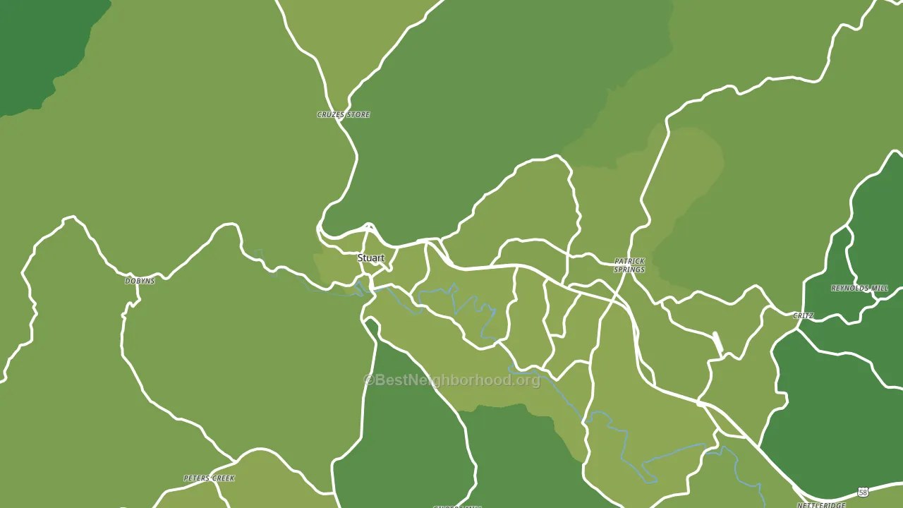 Stuart, VA block-group voter-turnout map