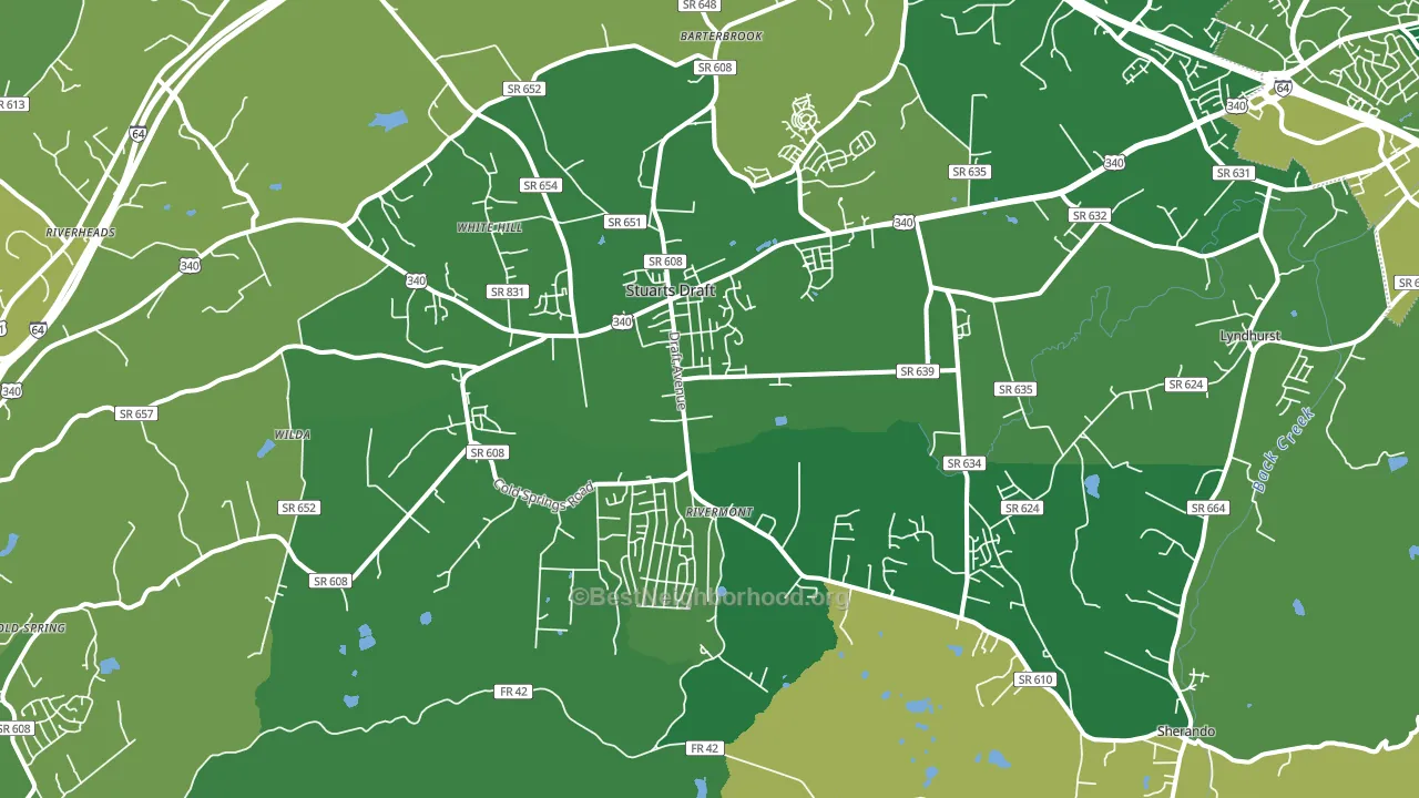Stuarts Draft, VA block-group voter-turnout map