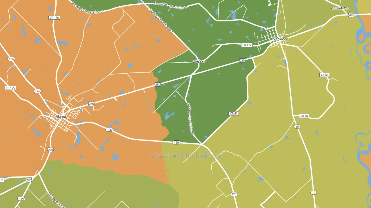 Stuckey, GA block-group voter-turnout map
