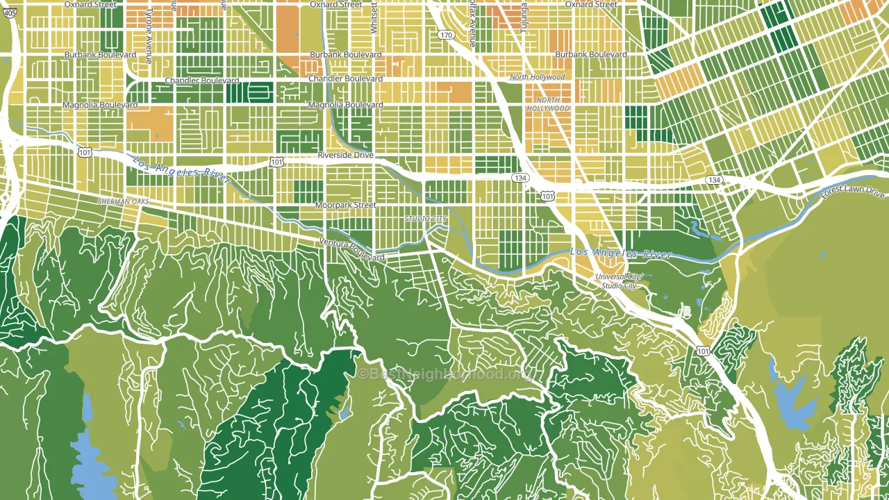 Studio City, CA block-group voter-turnout map