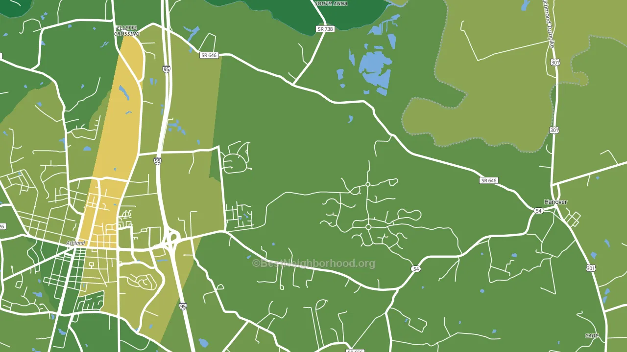 Studley, VA block-group voter-turnout map