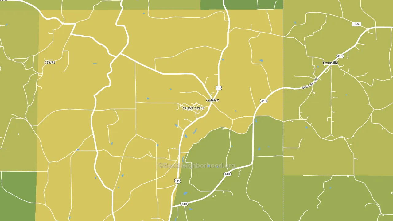 Stump Creek, PA block-group voter-turnout map