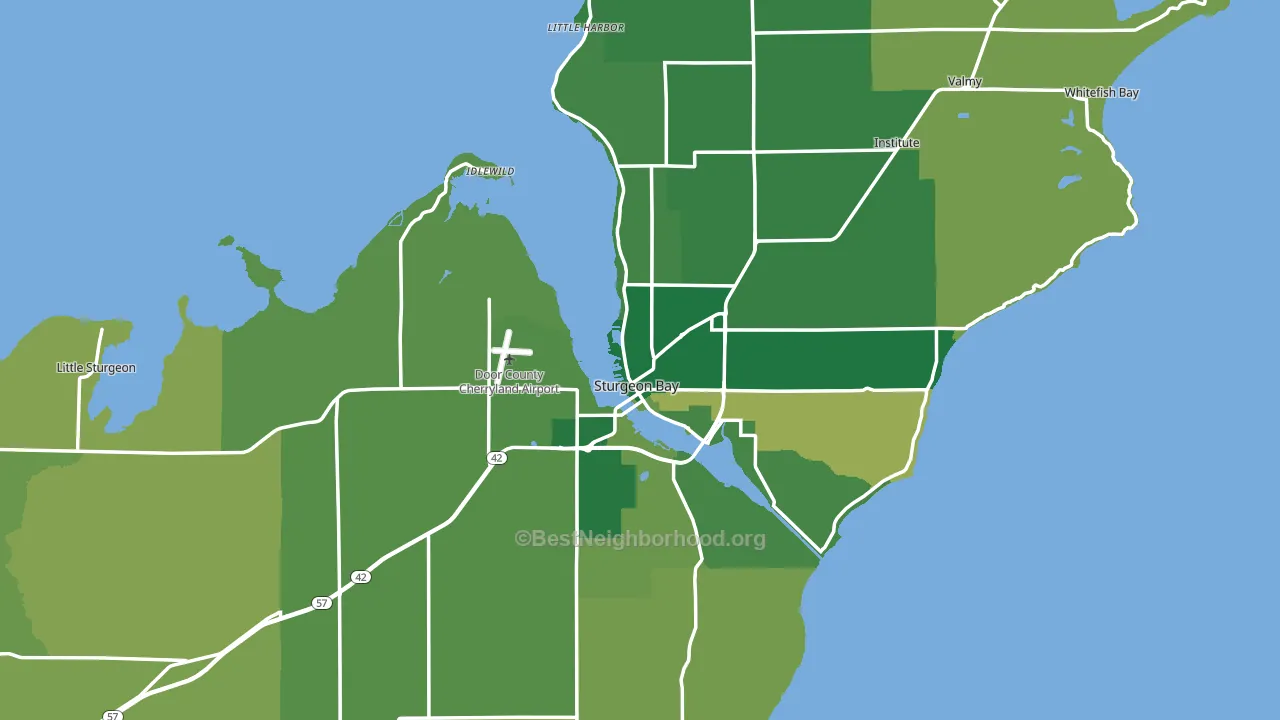 Sturgeon Bay, WI block-group voter-turnout map