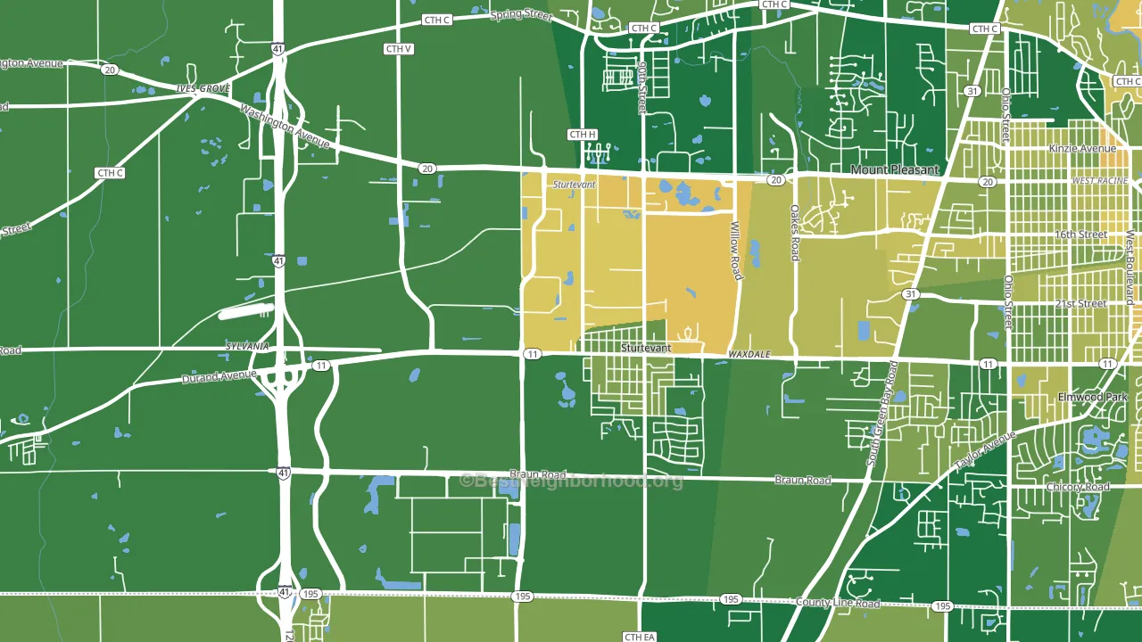 Sturtevant, WI block-group voter-turnout map