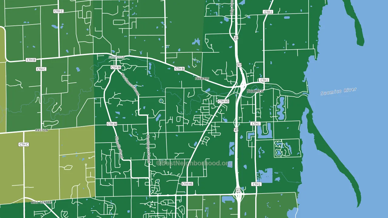 Suamico, WI block-group voter-turnout map