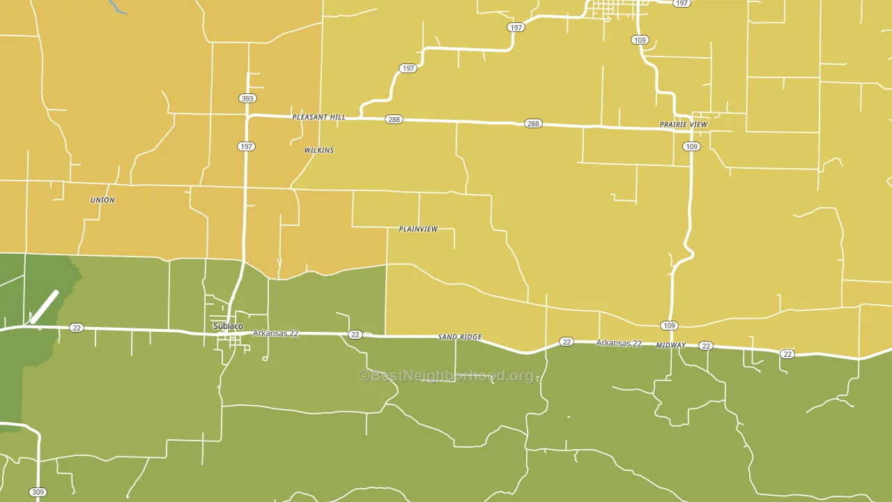 Subiaco, AR block-group voter-turnout map