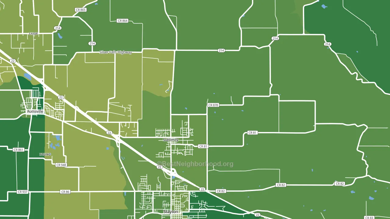 Sublimity, OR block-group voter-turnout map