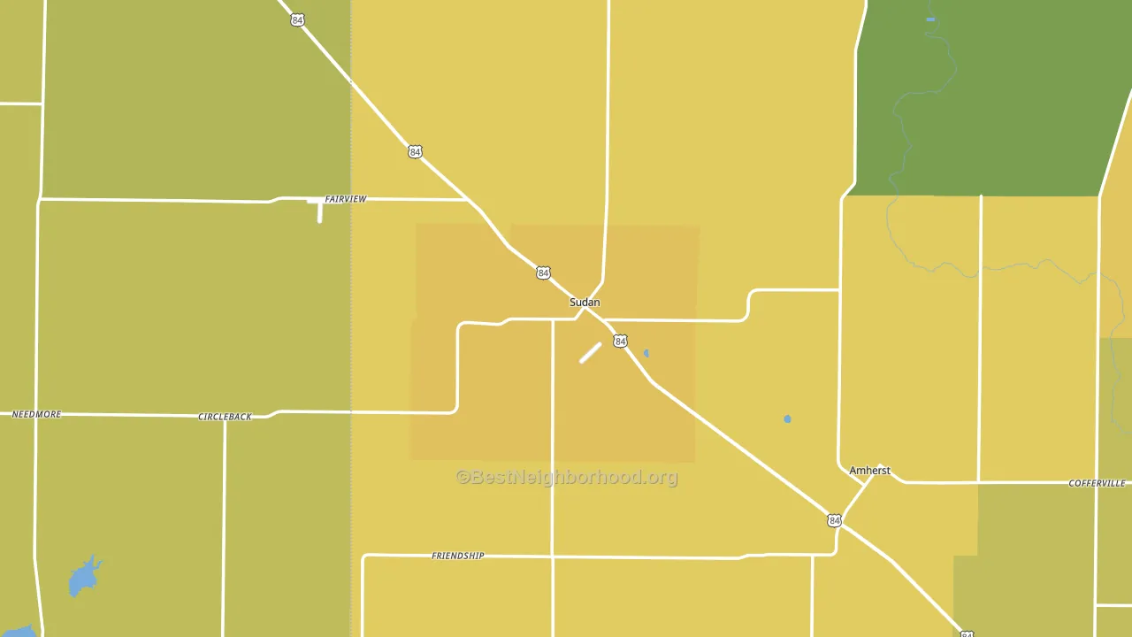 Sudan, TX block-group voter-turnout map