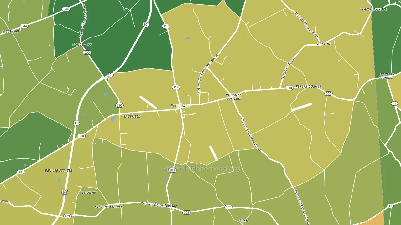 Sudlersville, MD block-group voter-turnout map