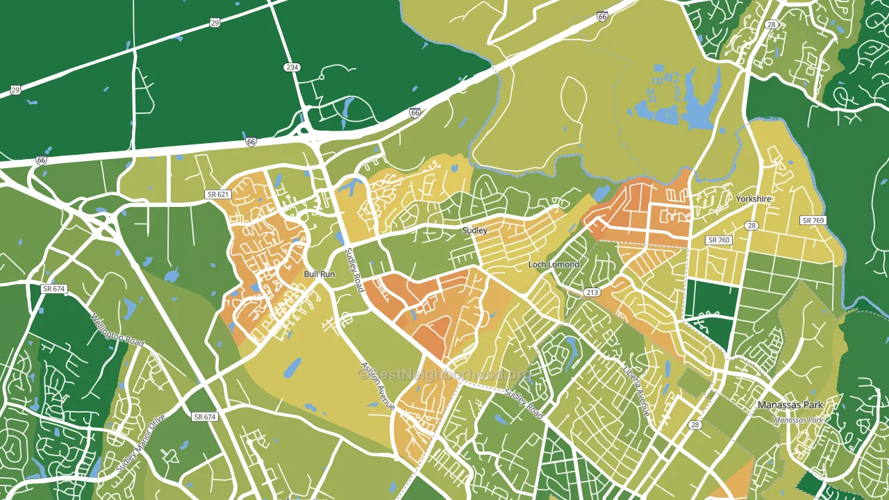 Sudley, VA block-group voter-turnout map