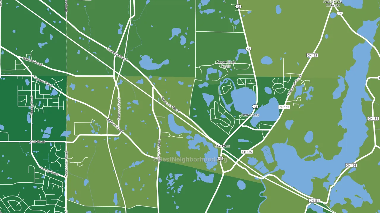 Sugar Bush Knolls, OH block-group voter-turnout map