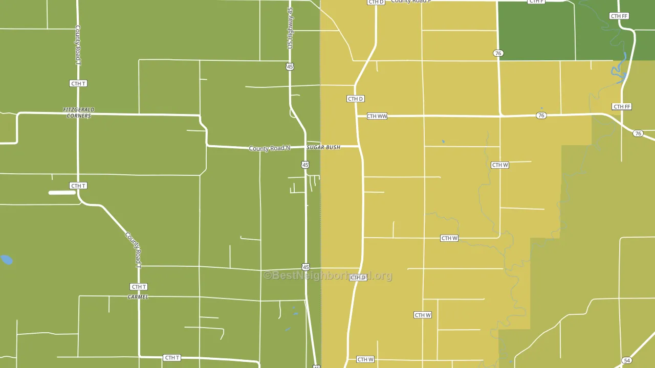 Sugar Bush, WI block-group voter-turnout map