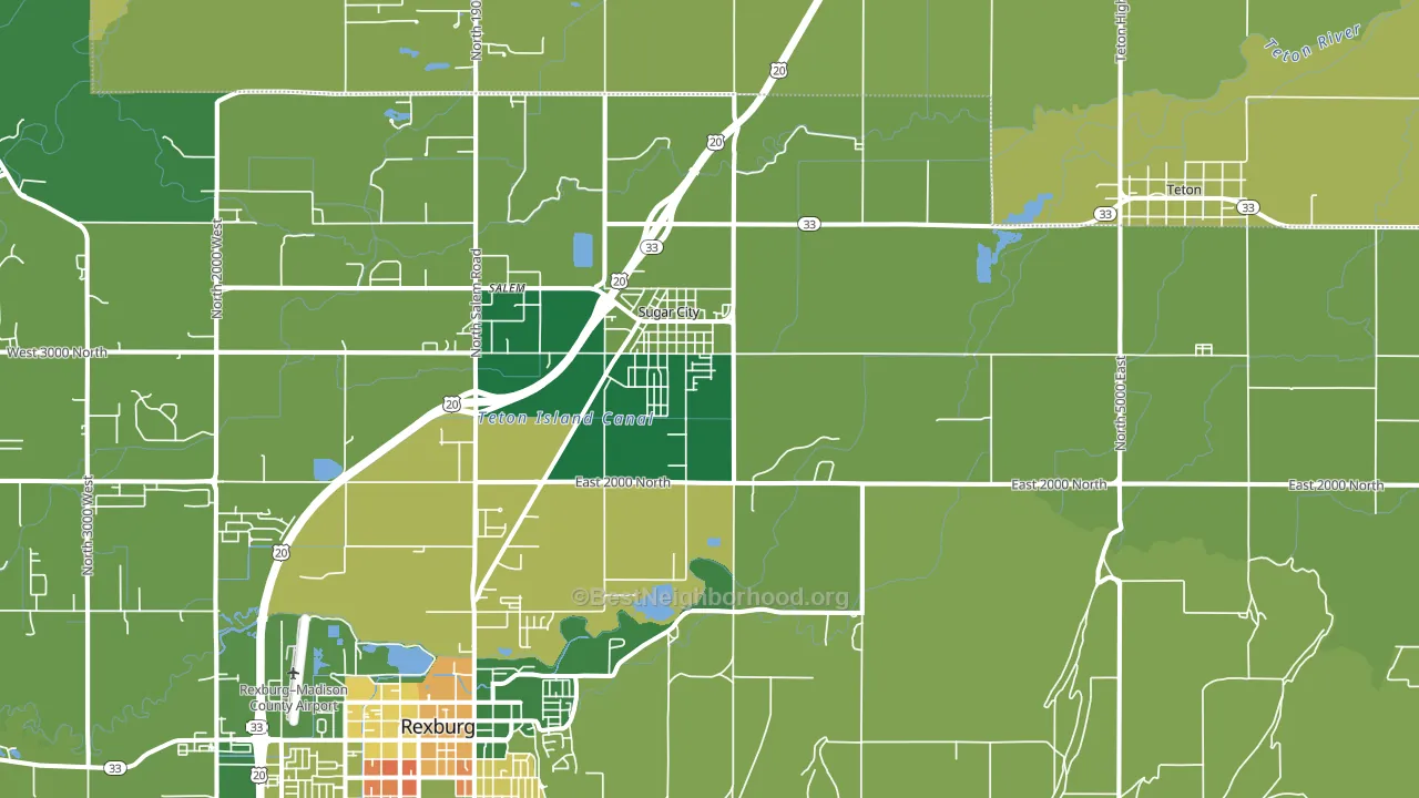 Sugar City, ID block-group voter-turnout map