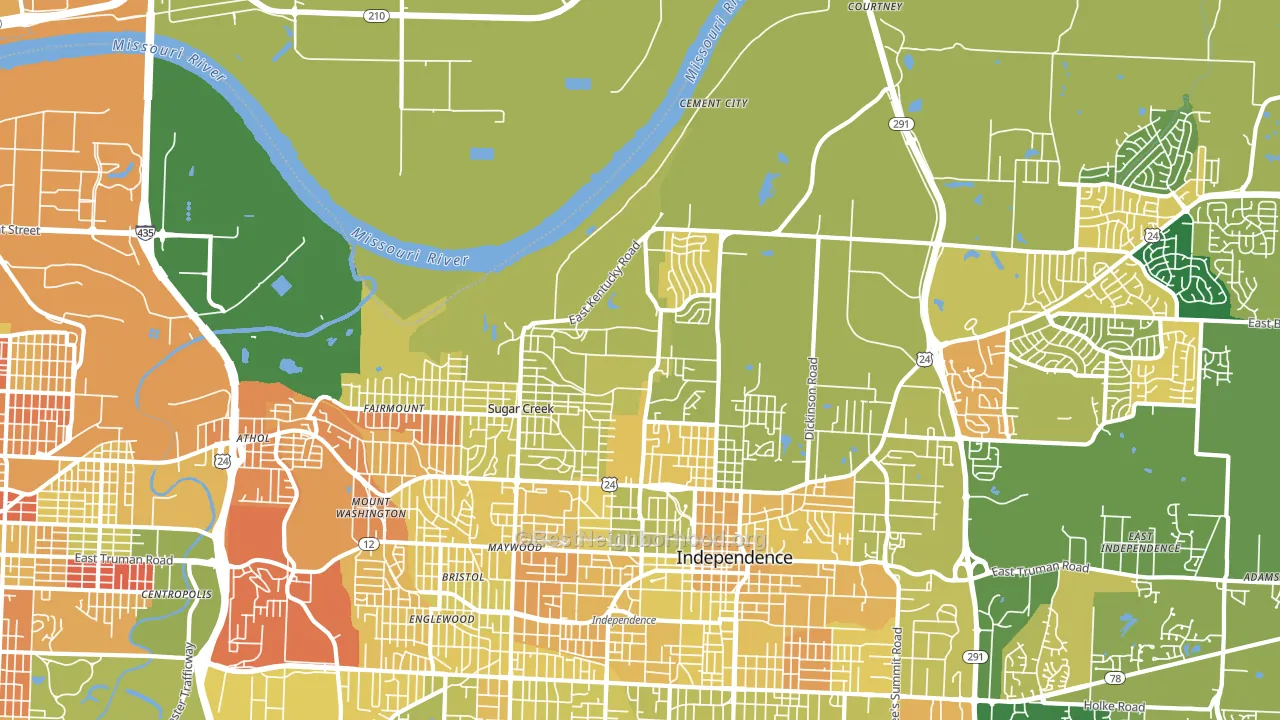 Sugar Creek, MO block-group voter-turnout map