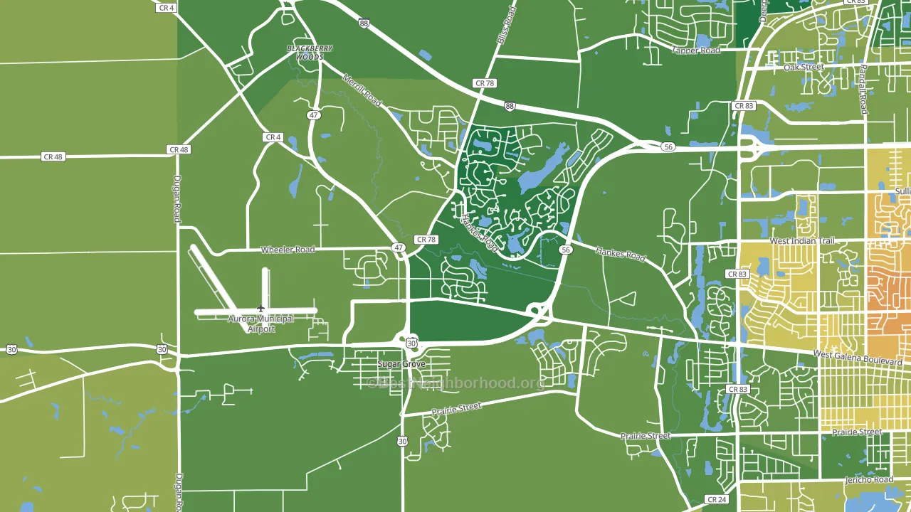Sugar Grove, IL block-group voter-turnout map