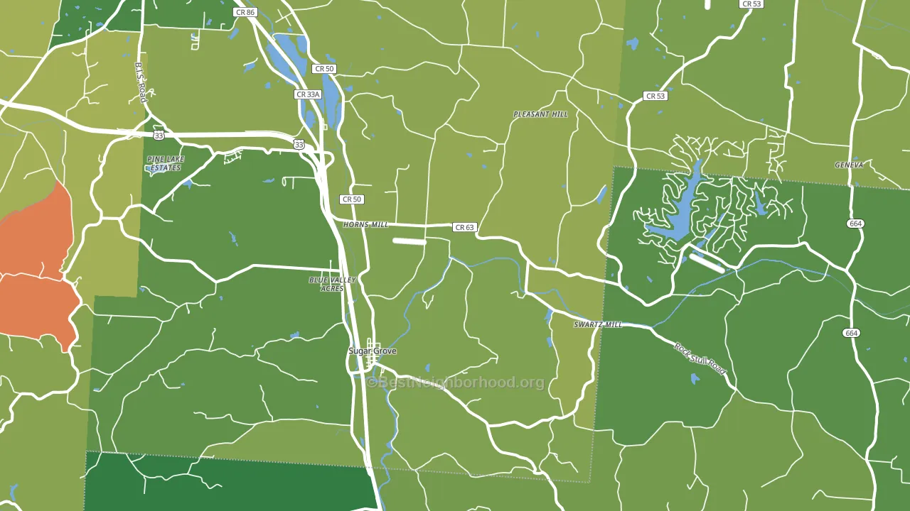 Sugar Grove, OH block-group voter-turnout map