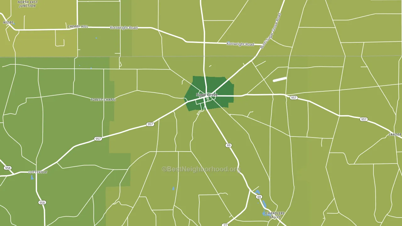 Sugar Grove, PA block-group voter-turnout map