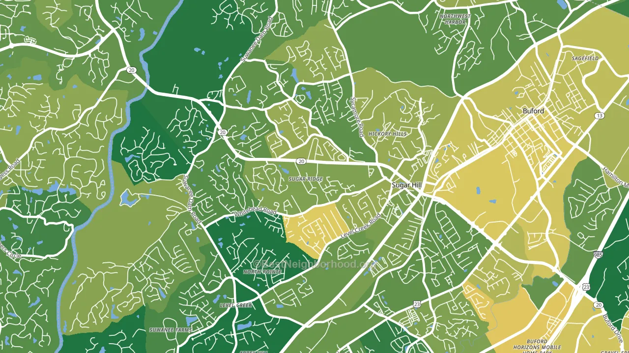 Sugar Hill, GA block-group voter-turnout map