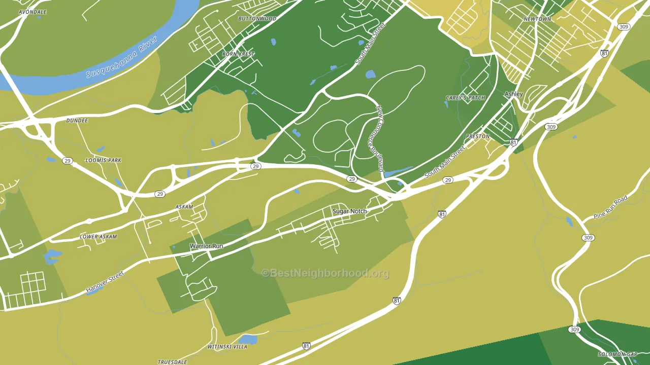 Sugar Notch, PA block-group voter-turnout map