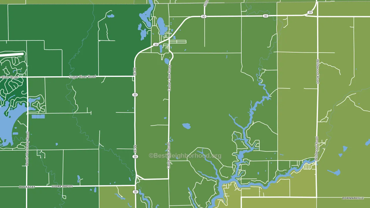 Sugar Rapids, MI block-group voter-turnout map