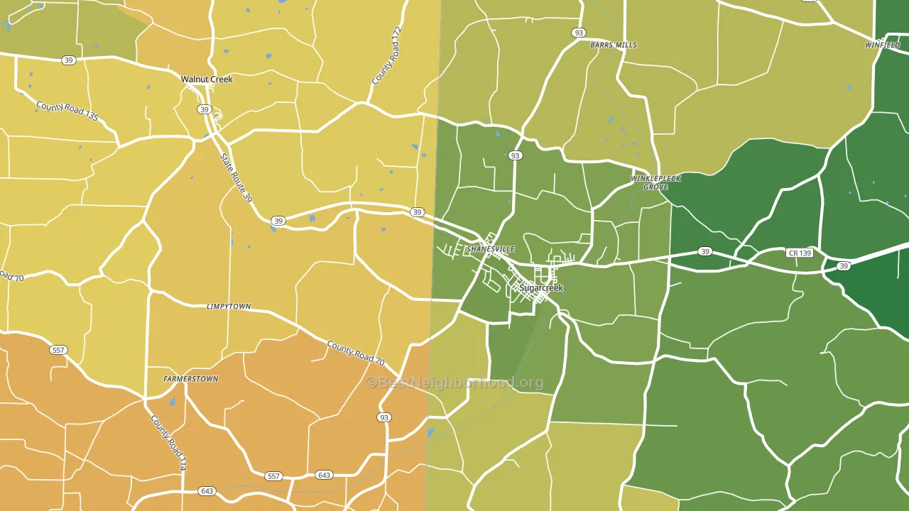 Sugarcreek, OH block-group voter-turnout map