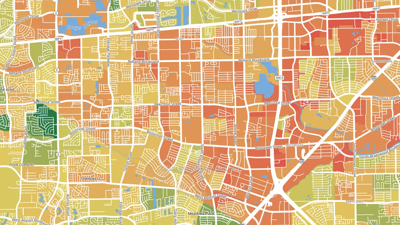 Sugarland, Houston, TX block-group voter-turnout map