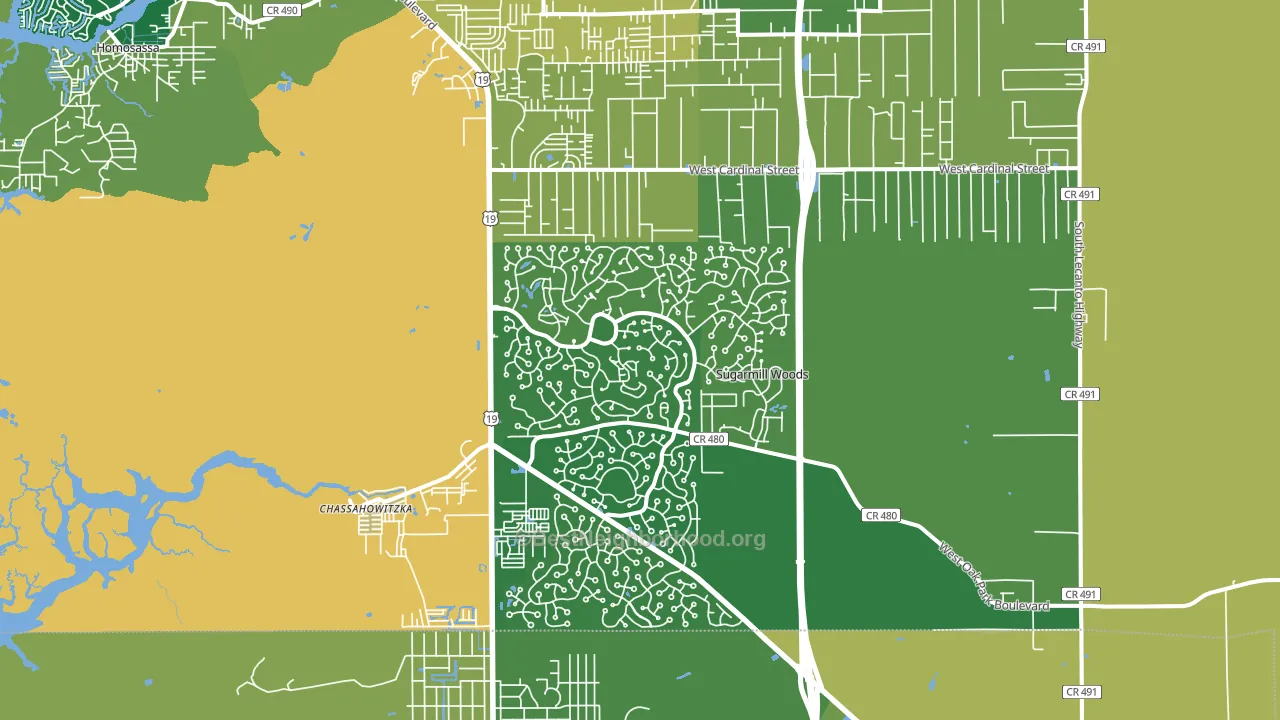 Sugarmill Woods, FL block-group voter-turnout map