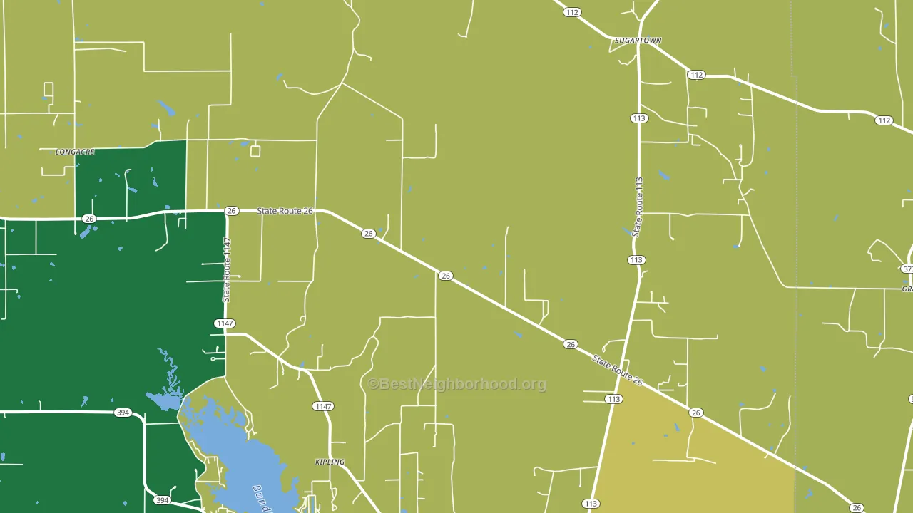 Sugartown, LA block-group voter-turnout map
