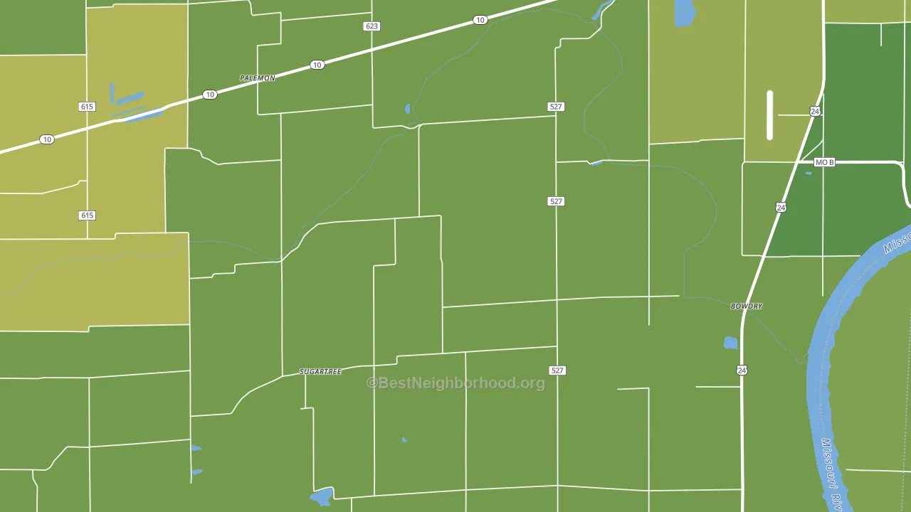 Sugartree, MO block-group voter-turnout map