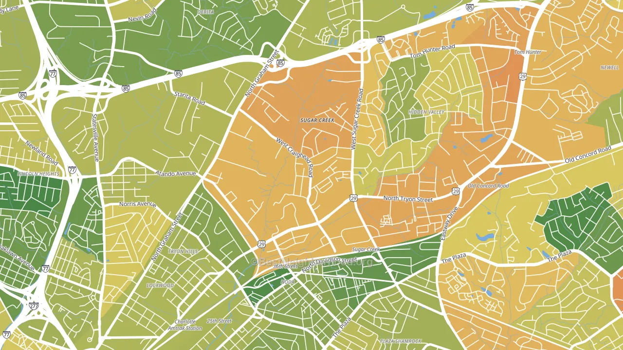 Sugaw Creek, Charlotte, NC block-group voter-turnout map