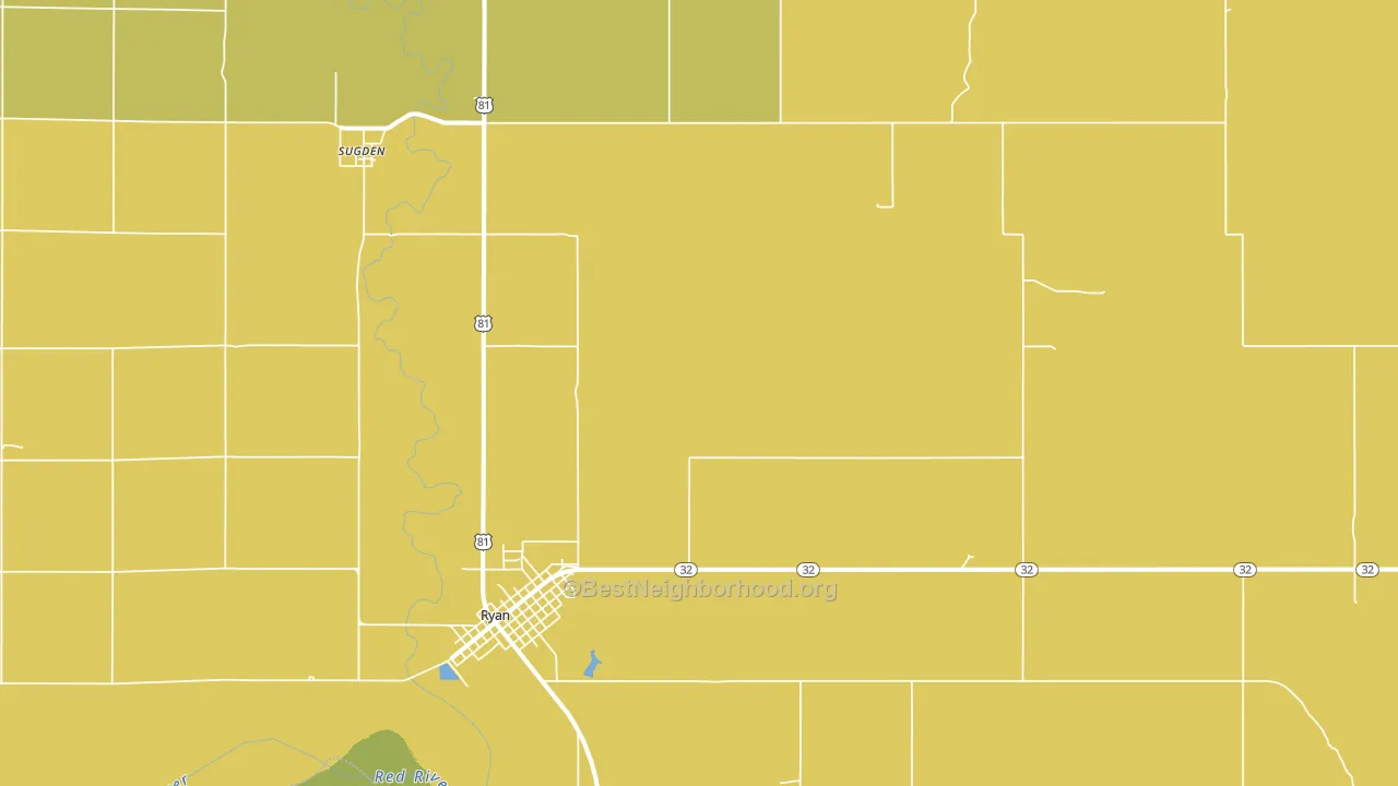 Sugden, OK block-group voter-turnout map