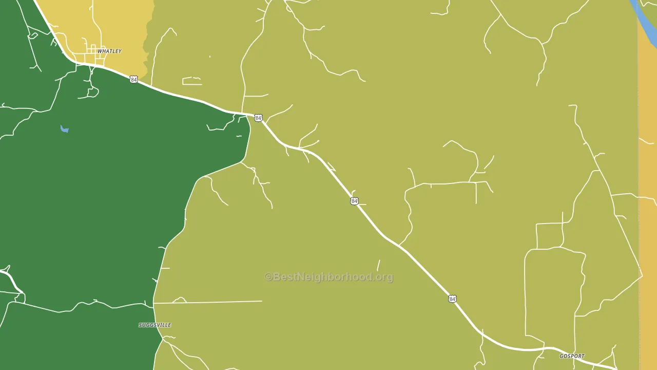 Suggsville, AL block-group voter-turnout map