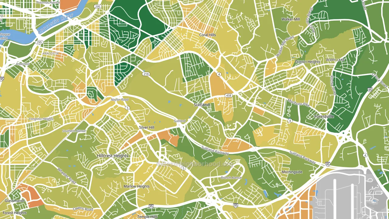 Suitland, MD block-group voter-turnout map