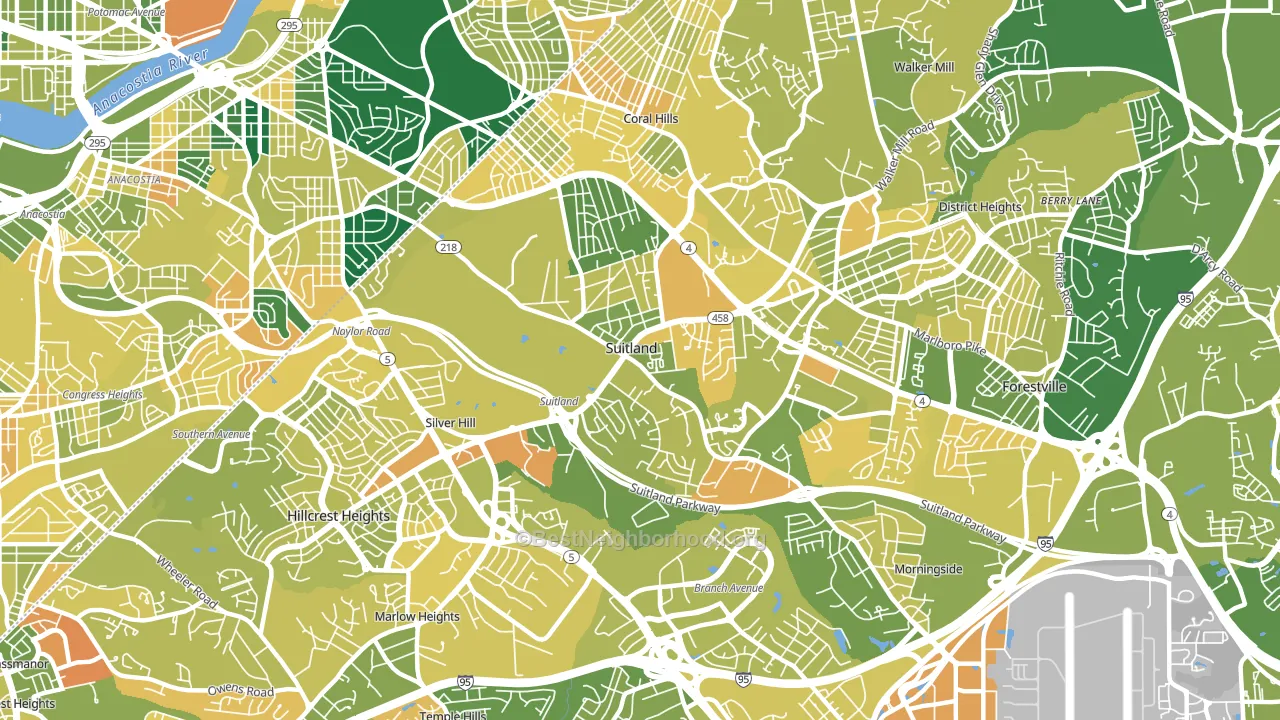 Suitland-Silver Hill, Suitland, MD block-group voter-turnout map