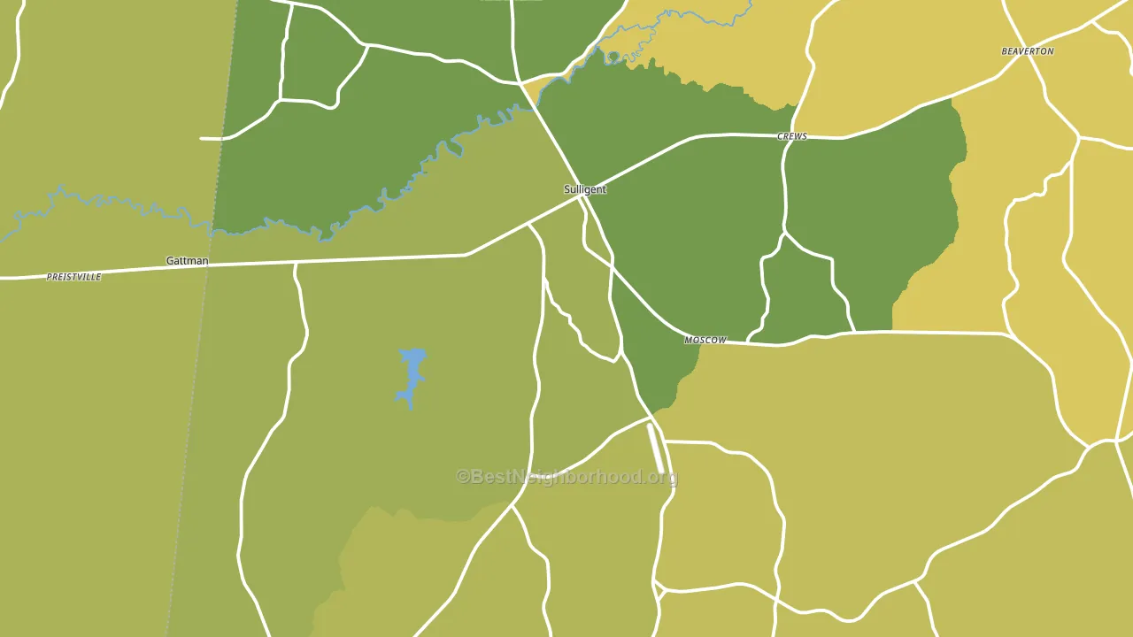 Sulligent, AL block-group voter-turnout map