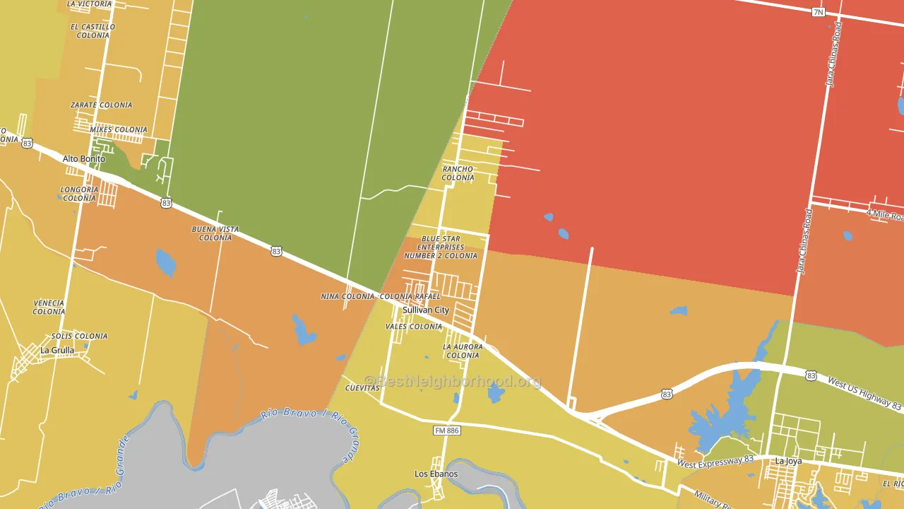 Sullivan City, TX block-group voter-turnout map
