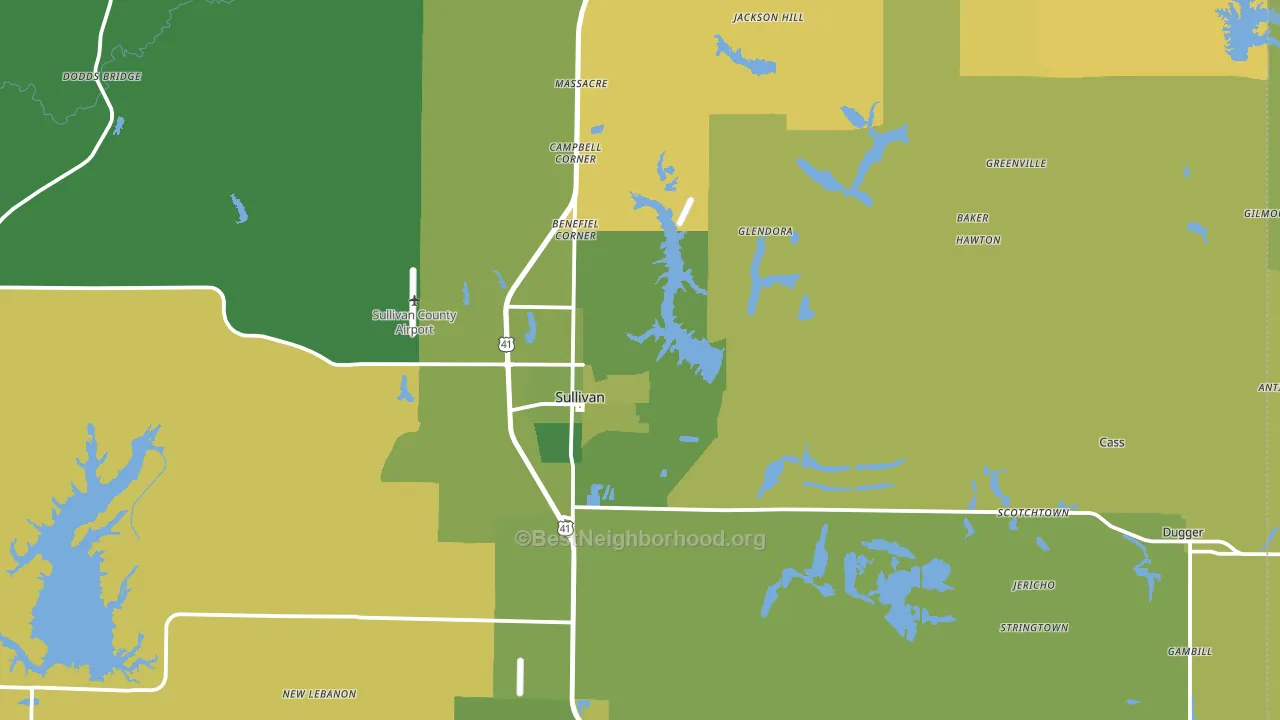 Sullivan County, IN block-group voter-turnout map