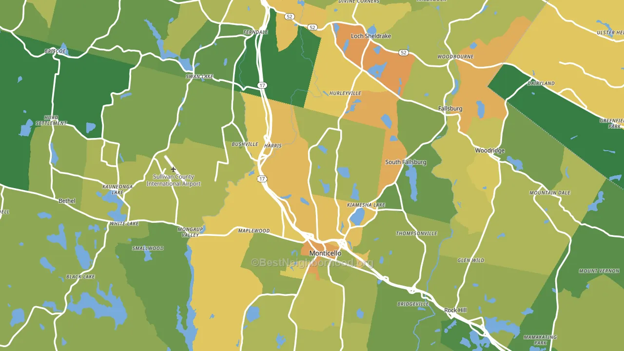 Sullivan County, NY block-group voter-turnout map