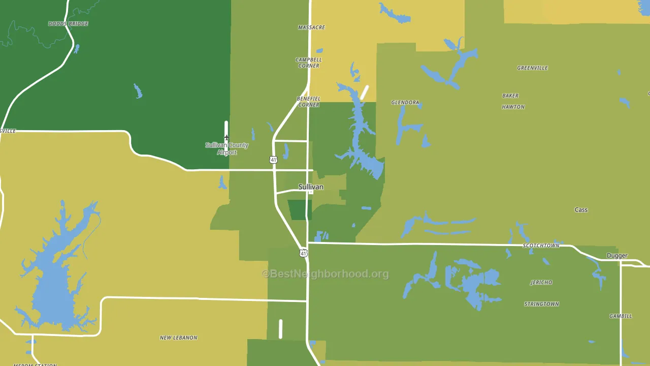 Sullivan, IN block-group voter-turnout map