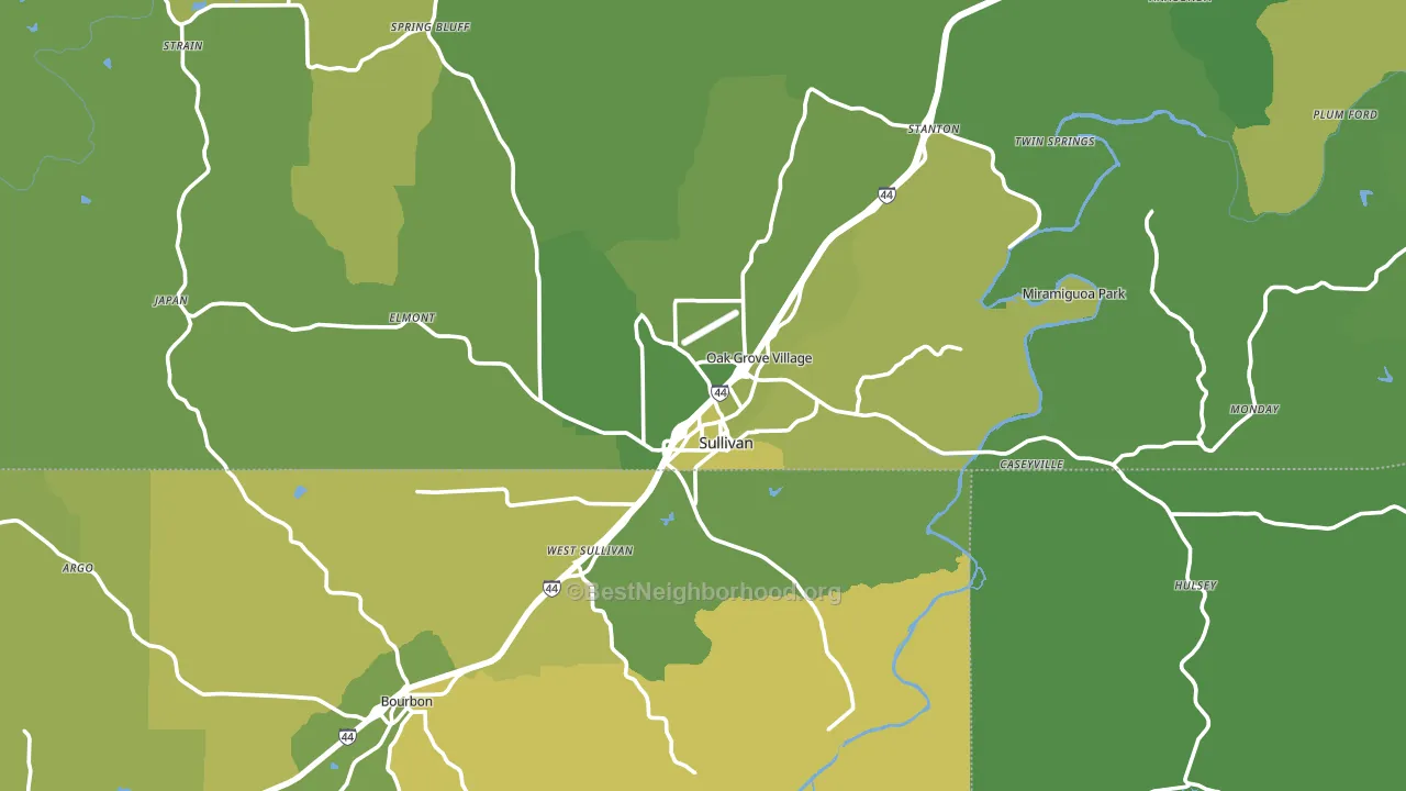 Sullivan, MO block-group voter-turnout map