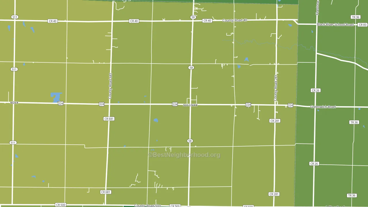 Sullivan, OH block-group voter-turnout map