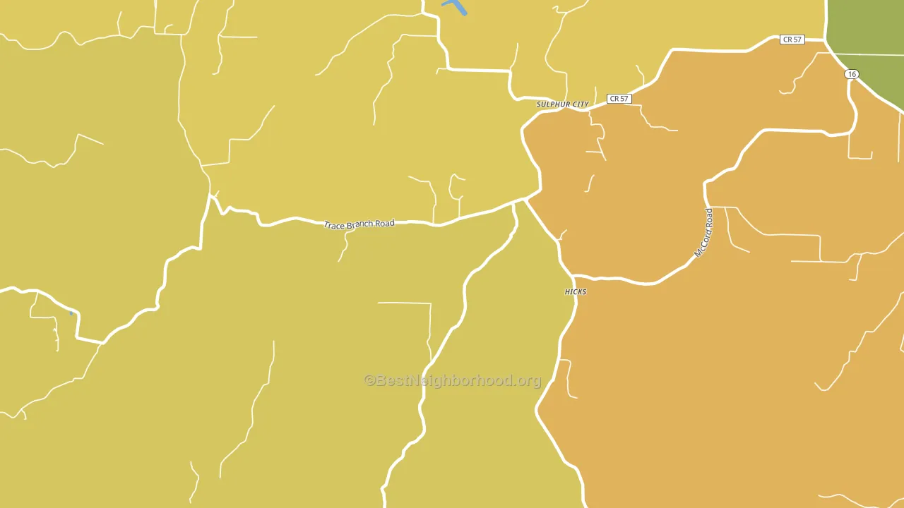 Sulphur City, AR block-group voter-turnout map