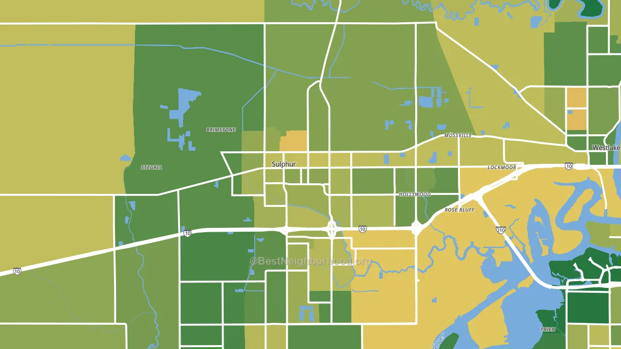 Sulphur, LA block-group voter-turnout map