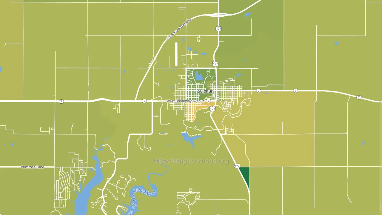 Sulphur, OK block-group voter-turnout map